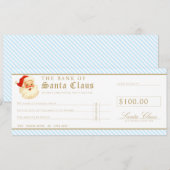 Blauw Kerstmis Cheque Cadeau Bon Card Kaart (Voorkant / Achterkant)
