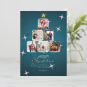 Blauw Kerstmis Familie Feestdagenkaart (Staand voorkant)