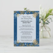 Blauw Kerstmis Familiediner Menu Sjabloon (Staand voorkant)