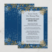 Blauw Kerstmis Familiediner Menu Sjabloon (Voorkant / Achterkant)
