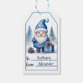 Blauw Kerstmis Gnome (6) Cadeau Labels Cadeaulabel (Voorkant)