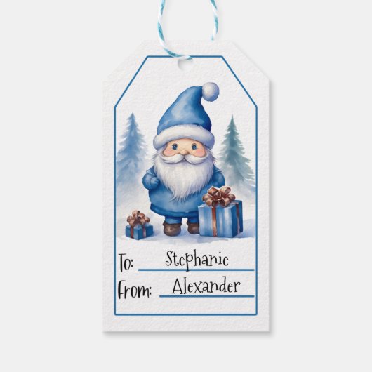 Blauw Kerstmis Gnome (6) Cadeau Labels Cadeaulabel (Achterkant)