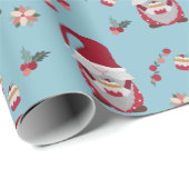 Blauw Kerstmis Gnome met Cake Cadeaupapier (Rol Hoek)