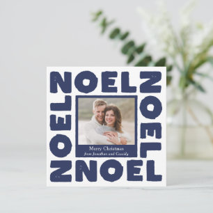 Blauw Kerstmis Huidige Typografie Foto Vakantie Kaart