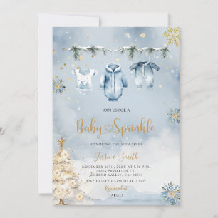 Blauw Kerstmis Jongen Baby Kleren Baby Sprinkle Kaart