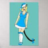 Blauw Kerstmis katmeisje Poster (Voorkant)