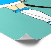 Blauw Kerstmis katmeisje Poster (Hoek)