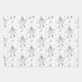 Blauw Kerstmis klein meisje Inpakpapier Vel (Voorkant 2)