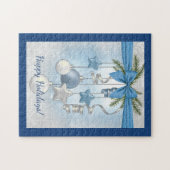 Blauw Kerstmis Meerdere Sieraden 28x36cm Legpuzzel (Horizontaal)