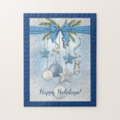 Blauw Kerstmis Meerdere Sieraden 28x36cm Legpuzzel (Verticaal)