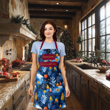 Blauw Kerstmis met Paddenstoelen, Bladeren en Snee