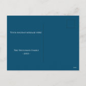 Blauw Kerstmis Ornament Foto Sneeuwvlokken Modern Feestdagenkaart (Achterkant)