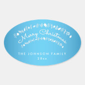 Blauw Kerstmis Ovaal Stickers (Voorkant)