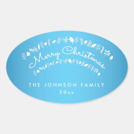 Blauw Kerstmis Ovaal Stickers