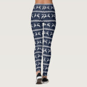Blauw Kerstmis Rendier Naadloos Patroon Leggings (Achterkant)