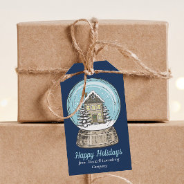 Blauw Kerstmis Sneeuwbol Vakantiefeest Cadeaulabel