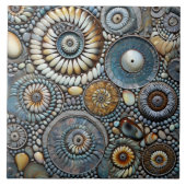 Blauw Kerstmis Spiraal Patroon Tegeltje (Voorkant)