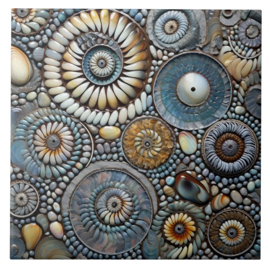 Blauw Kerstmis Spiraal Patroon Tegeltje (Voorkant)