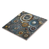 Blauw Kerstmis Spiraal Patroon Tegeltje (Zijkant)