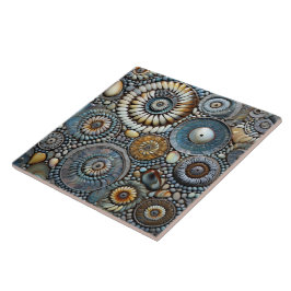 Blauw Kerstmis Spiraal Patroon Tegeltje