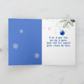 Blauw Kerstmis Winterkabouter met Klok Feestdagen Kaart (Binnen)