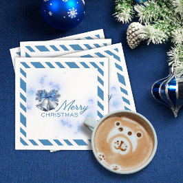 Blauw Kerstmis Zilveren Bellen Servet