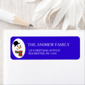 Blauw Kerstmisadres Etiket (Insitu)