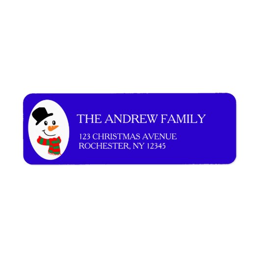 Blauw Kerstmisadres Etiket (Voorkant)