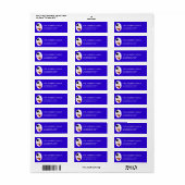 Blauw Kerstmisadres Etiket (Full Sheet)