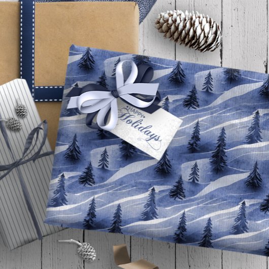 Blauw Kerstmispatroon#10 ID1009 Cadeaupapier