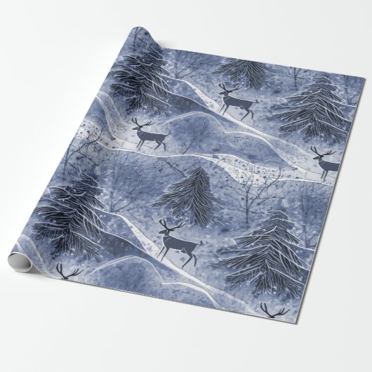 Blauw Kerstmispatroon#13 ID1009 Cadeaupapier (Uitgerold)