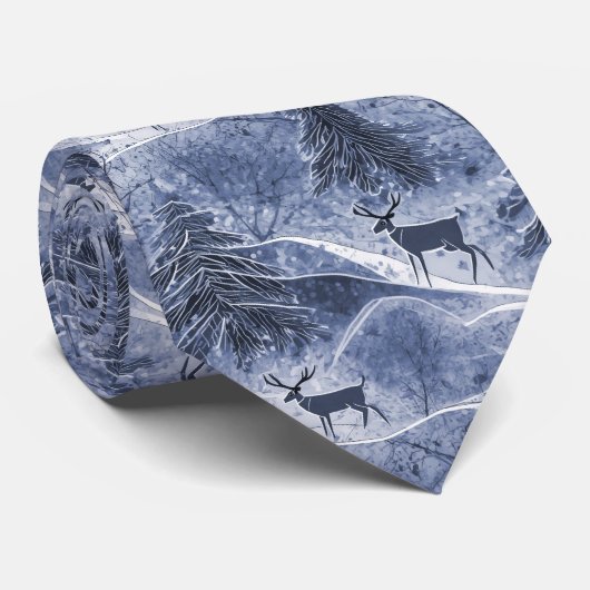 Blauw Kerstmispatroon#13 ID1009 Stropdas (Opgerold)