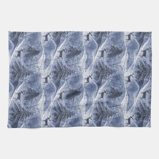 Blauw Kerstmispatroon#13 ID1009 Theedoek (Horizontaal)