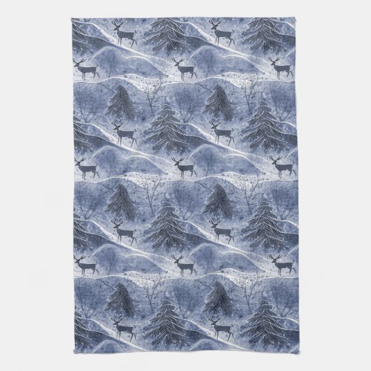 Blauw Kerstmispatroon#13 ID1009 Theedoek (Verticaal)