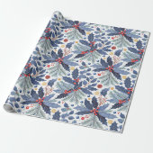 Blauw Kerstmispatroon#17 ID1009 Cadeaupapier (Uitgerold)