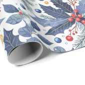 Blauw Kerstmispatroon#17 ID1009 Cadeaupapier (Rol Hoek)
