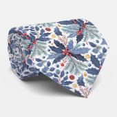 Blauw Kerstmispatroon#17 ID1009 Stropdas (Opgerold)