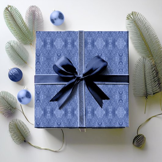 Blauw Kerstmispatroon#32 ID1009 Cadeaupapier