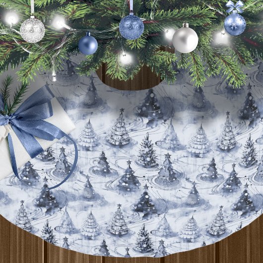 Blauw Kerstmispatroon#3 ID1009 Kerstboom Rok