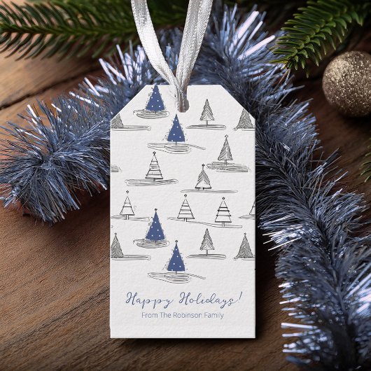Blauw Kerstmispatroon#5 ID1009 Cadeaulabel