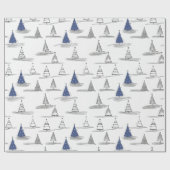 Blauw Kerstmispatroon#5 ID1009 Cadeaupapier (Vlak)