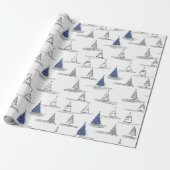 Blauw Kerstmispatroon#5 ID1009 Cadeaupapier (Uitgerold)