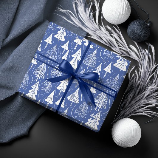 Blauw Kerstmispatroon#6 ID1009 Cadeaupapier