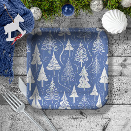 Blauw Kerstmispatroon#6 ID1009 Papieren Bordje