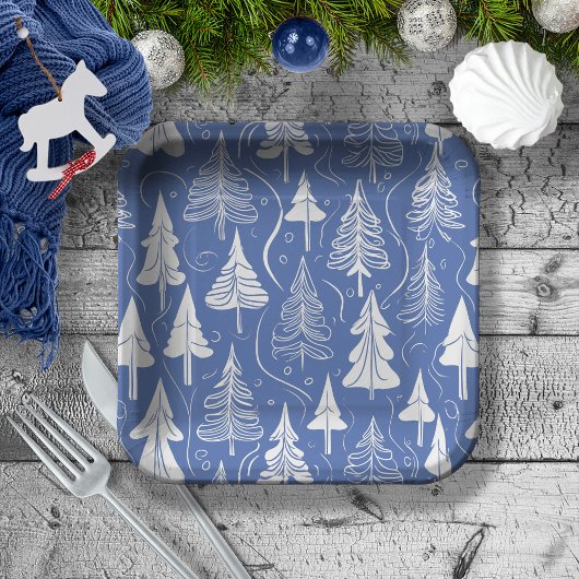 Blauw Kerstmispatroon#6 ID1009 Papieren Bordje