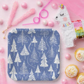 Blauw Kerstmispatroon#6 ID1009 Papieren Bordje (Feest)