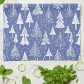 Blauw Kerstmispatroon#6 ID1009 Theedoek (Gevouwen)