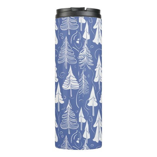 Blauw Kerstmispatroon#6 ID1009 Thermosbeker (Achterkant)