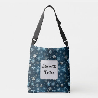 Blauw Kerstmisstijl patroon Crossbody Tas