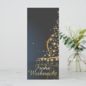 Blauw kerstmotief met gouden kerstboom (Staand voorkant)